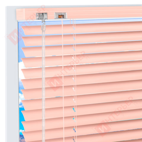 Горизонтальные алюминиевые жалюзи на пластиковые окна - цвет персиковый