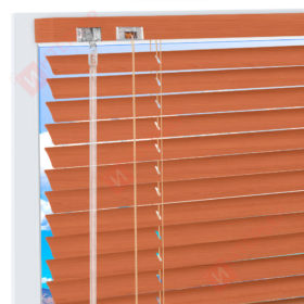 Горизонтальные алюминиевые жалюзи на пластиковые окна - цвет оранжево-коричневый